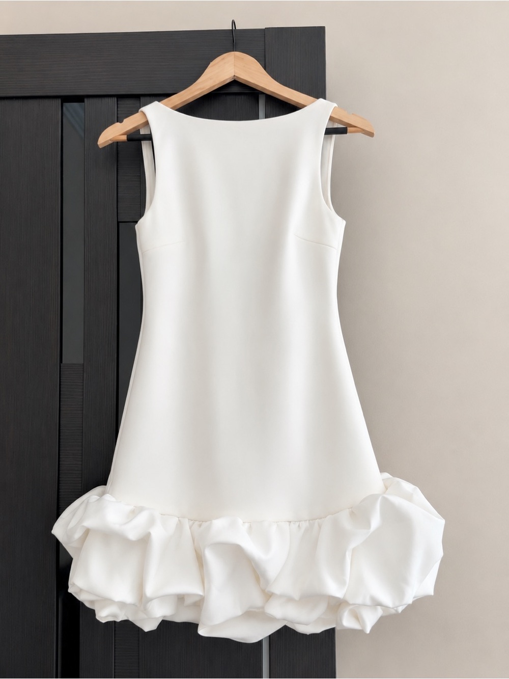 Zara White Ruffle-Hem Formal Dress